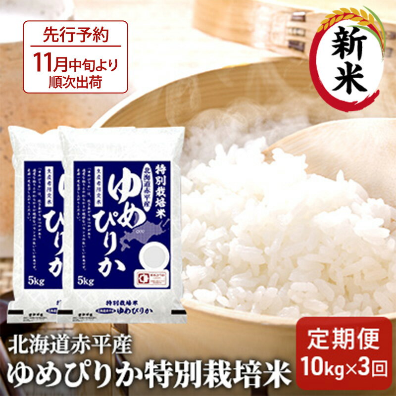 【ふるさと納税】北海道赤平産 ゆめぴりか 10kg (5kg×2袋) 特別栽培米 【3回お届け】 米 北海道 定期便 お米 ふるさと納税 　お届け：2025年11月中旬より順次出荷