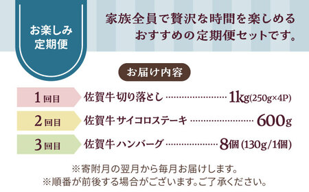 【3回定期便】佐賀牛 家族向け お楽しみ 定期便 / 牛肉 [IAH218]
