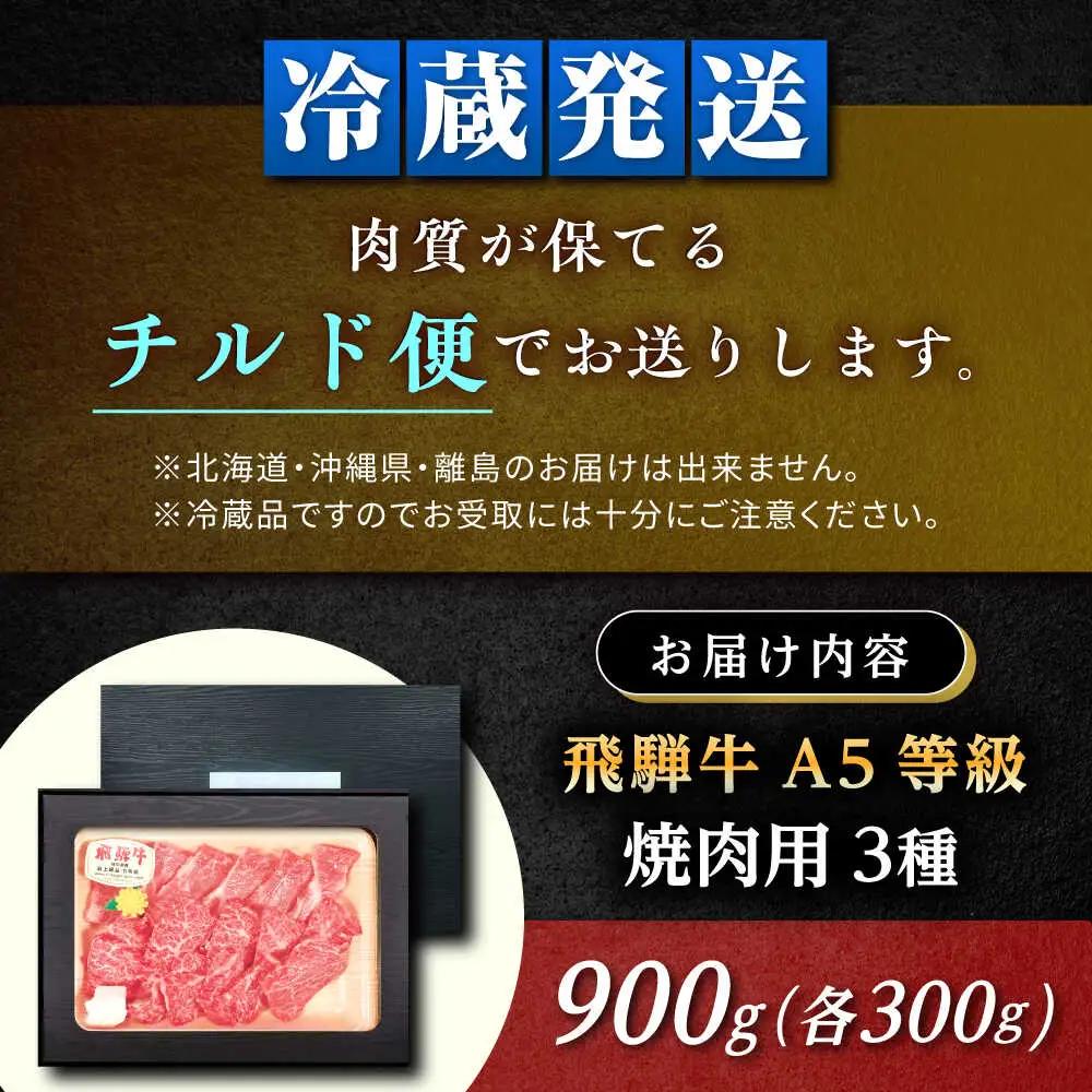 飛騨牛 A5 焼肉用3種盛り！ ロース・もも・バラ 各300g / 恵那市 / 東美濃農業協同組合 [AUFX023]