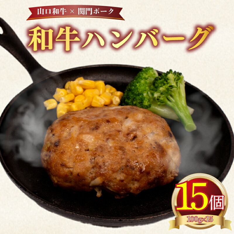 【ふるさと納税】 ハンバーグ 15個 ( 黒毛和牛 関門ポーク 牛肉 豚肉 冷凍 国産 保存料 不使用 ビーフ ポーク ジューシー お弁当 おかず 惣菜 晩ごはん ) 下関 山口