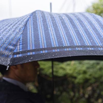 ふるさと納税 富士河口湖町 槙田商店【紳士雨傘】長傘 Tie Stripe×Plain ブルー |  | 03