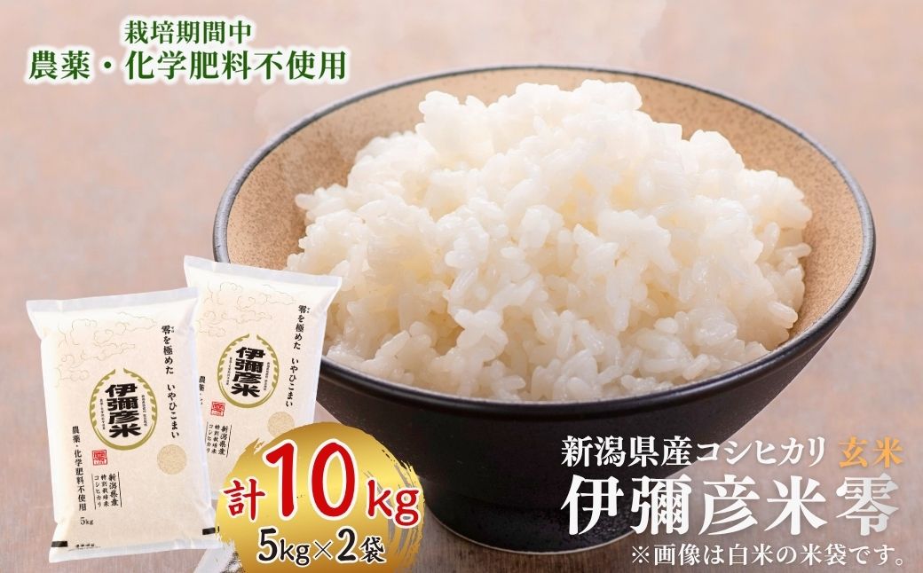 令和7年産「伊彌彦米 零(ぜろ)」玄米10kg(5kg×2袋) 農薬・化学肥料不使用 | 新潟県 弥彦村 特別栽培米弥彦コシヒカリ 新潟県産 白米 玄米 げんまい お米 こしひかり こめ コメ 10キ