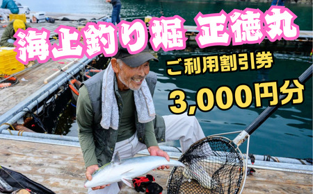 海上釣り堀 正徳丸 ご利用割引券(3,000円分)【TS01】