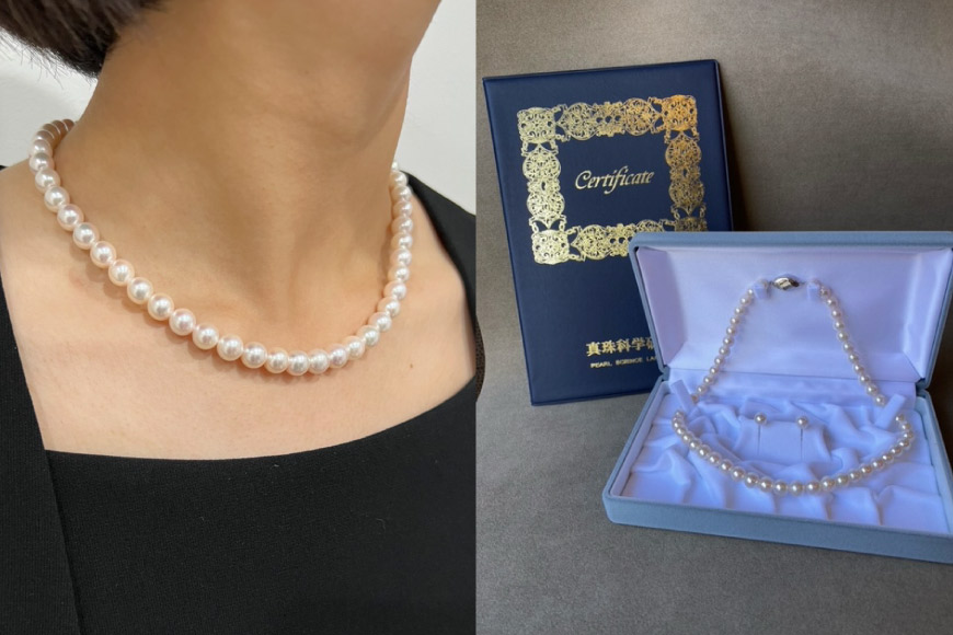 BF182 花珠真珠 ネックレス・ピアスセット（7.5ー8.0mm）