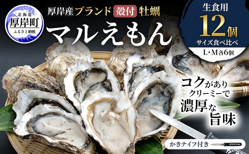 
                  厚岸産 ブランド 殻付カキ マルえもん 生食用 サイズ食べ比べ 12個 (L・M各6個)[ 魚貝類 生牡蠣 かき 牡蠣 カキ 生ガキ 食べ比べ ][№5863-1472]
                