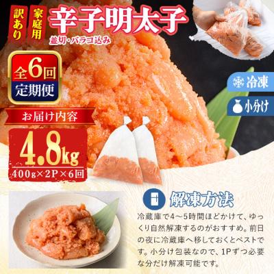 ふるさと納税 佐伯市 <定期便・全6回 (連続)> 訳あり 辛子明太子 並切 バラコ 込み (4.8kg) |  | 03