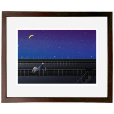 ふるさと納税 綾部市 ＼京都・綾部の癒やし系作家/【絵画】　青い夜のトランぺッター　　額装サイズ526mmx412mm