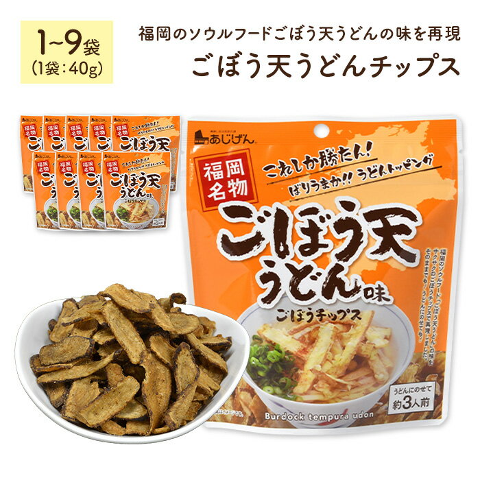 【ふるさと納税】＜容量が選べる＞ ごぼう天うどんチップス (1～9袋・1袋40g) ごぼう 野菜 根菜 ゴボウ 牛蒡 やさい おつまみ おやつ 家飲み 宅飲み お菓子 おかし スナック 菓子 セット 常温 常温保存 【man310】【味源】