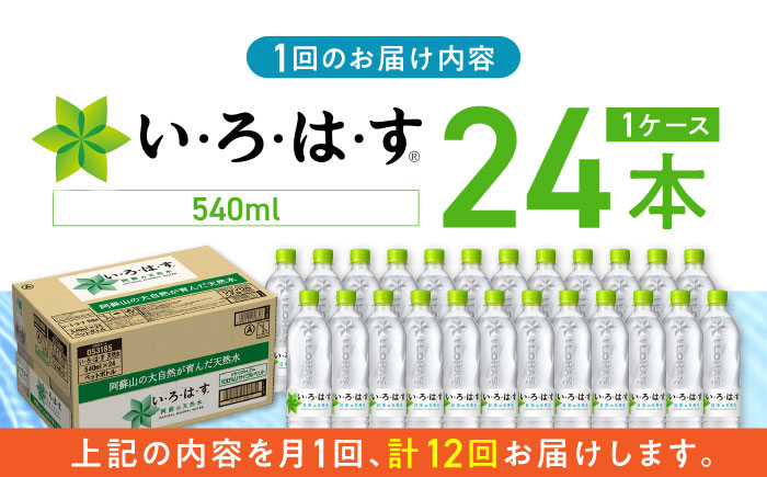 【全12回定期便】い・ろ・は・す 阿蘇の天然水 540ml×24本 1ケース いろはす 天然水 ナチュラルウォーター 軟水 飲料水 天然水 いろはす【コカ・コーラボトラーズジャパン株式会社】[YCH0