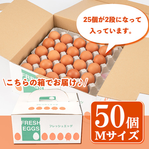 s413 産地直送！さつま町の豊かな自然の中で育った宮後の健康卵！(Mサイズ・計50個)【宮後養鶏】