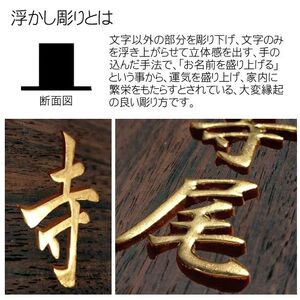 黒檀浮かし彫り表札(長方形) / ふるさと納税 表札 黒檀 木彫り 浮かし彫り 家内繫栄 木工 木製品 オーダーメイド 京都府 福知山市 FCG076