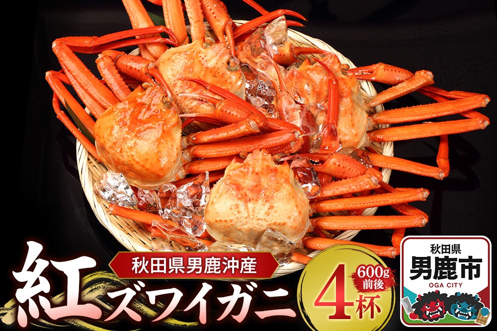 男鹿沖産紅ズワイガニ 600g 前後×4杯 男鹿なび 蟹 カニ 国産 秋田 ずわい蟹 ずわいガニ [新鮮 冷蔵便]|23_ogn-160401