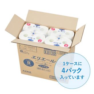 0012-10-01　エリエール トイレットティシュー （コンパクトシングル） 1.5倍巻 8R×4パック 32個 【ハーフケース】　82.5m 32ロール シングル トイレットペーパー