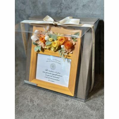 ふるさと納税 出雲市 ブリザードフラワーのフォトフレーム(木製スタンドタイプ)【イエロー】