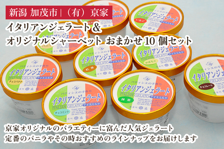 京家のイタリアンジェラート&オリジナルシャーベット おまかせ10個セット アイス アイスクリーム 氷菓 スイーツ ひんやり 有限会社京家 加茂市 