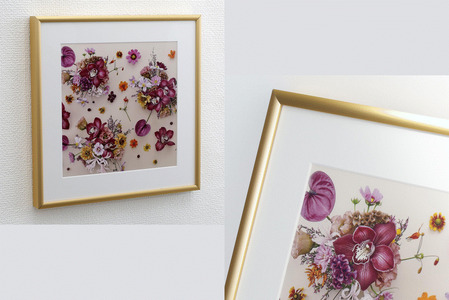 日比谷花壇のフラワーフレームアート Timeless Florals（時を超えた花々） ソフケン アルミフレーム 25x25cm アートポスター ポスターフレーム 花ポスター インテリア おしゃれ 花