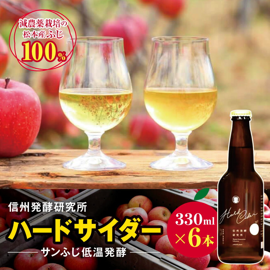 【ふるさと納税】信州発酵研究所　ハードサイダー(サンふじ低温発酵)　330ml×6本｜シードル ハードサイダー 信州 りんご 長野県 松本市 酒 おさけ さけ