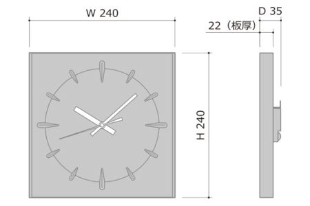 No.226 【家具蔵】 時計　ソアレ角（大）　チェリー材