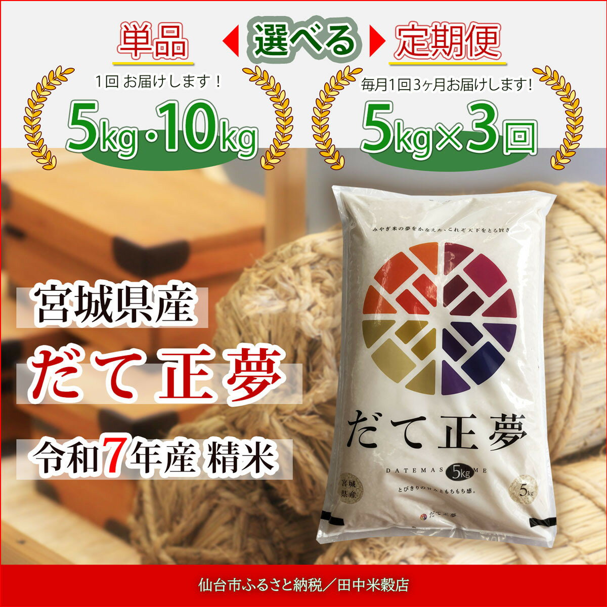 【ふるさと納税】【宮城県産 だて正夢】令和7年度産 精米 ＜ 選べる内容量 5kg ／ 10kg ／ 定期便 ＞ 【米 お米 こめ コメ ご飯 ごはん】 | お米 こめ 白米 食品 人気 おすすめ 送料無料