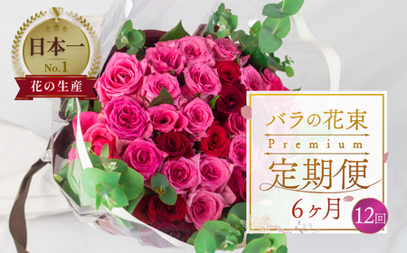 【定期便】薔薇のアレンジメント プレミアム 隔週定期便 6ヶ月 12回隔週お届け  花束 最上級 30本 (50cm) 