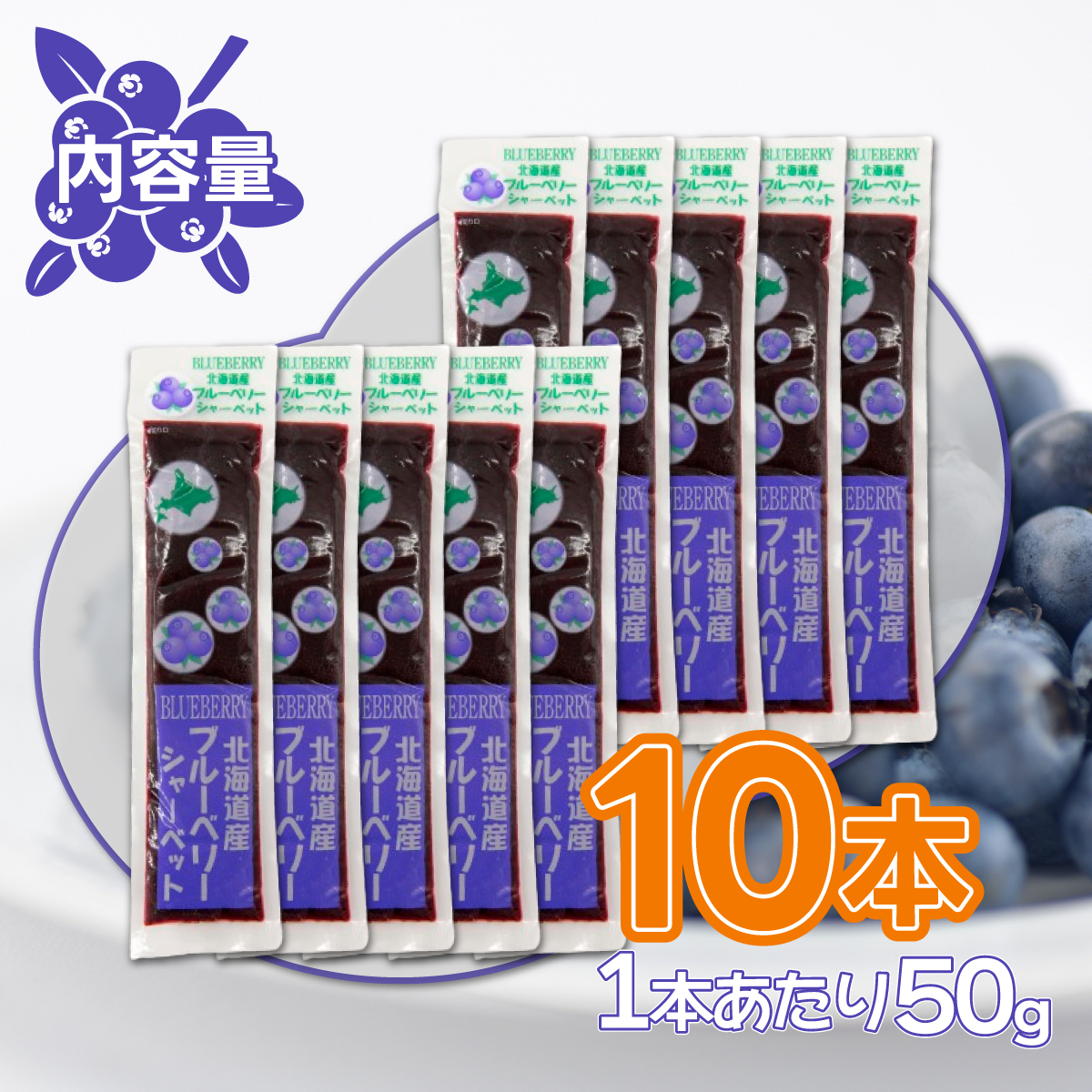 北海道 豊浦町 ブルーベリーシャーベット 10本 TYUN011_イメージ2
