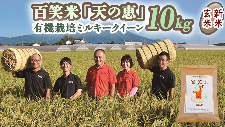 
            玄米 百笑米 「 天の恵 」 有機栽培 ミルキークイーン 10kg R7年産 米 コメ 茨城県 単一米 [AC015ci]
          