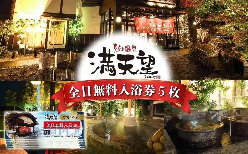 篠木温泉 満天望 全日無料入浴券 5枚