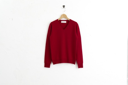 カシミヤ Vネック ニット度詰 カシミヤ(レッド )男性用サイズ:M(42)≪白田のカシミヤ≫ 