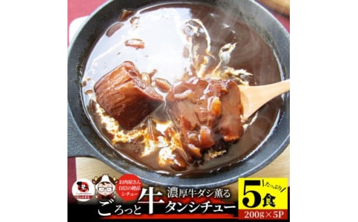 【ふるさと納税】ゴロッと牛タン　ビーフシチュー　200g×5食セット　(総重量1kg) 肉 牛タン ビーフシチュー 牛タンシチュー 濃厚 牛ダシ 出汁 贅沢 とろける 特製 冷凍 香川県 三木町 おすすめ
