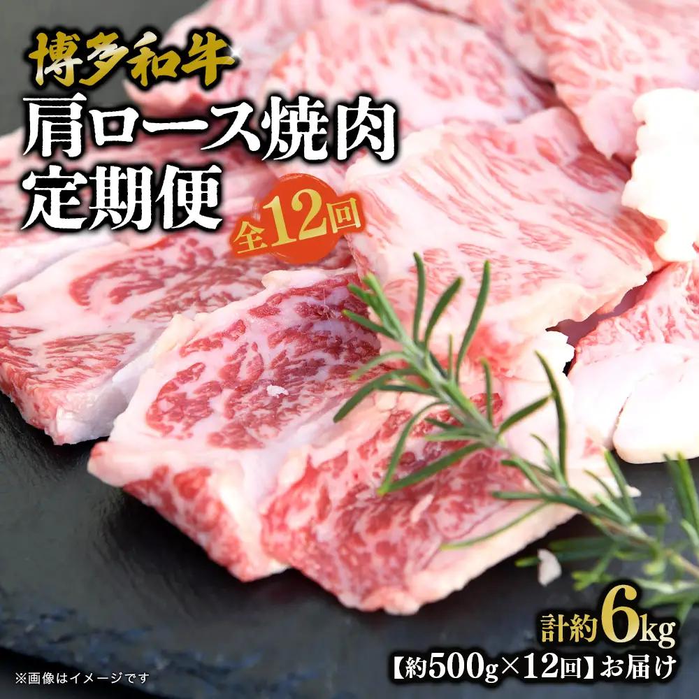 博多和牛 肩ロース焼肉 定期便全12回 肉 お肉 焼肉 牛 牛肉 和牛 バーベキュー BBQ 072-T131
