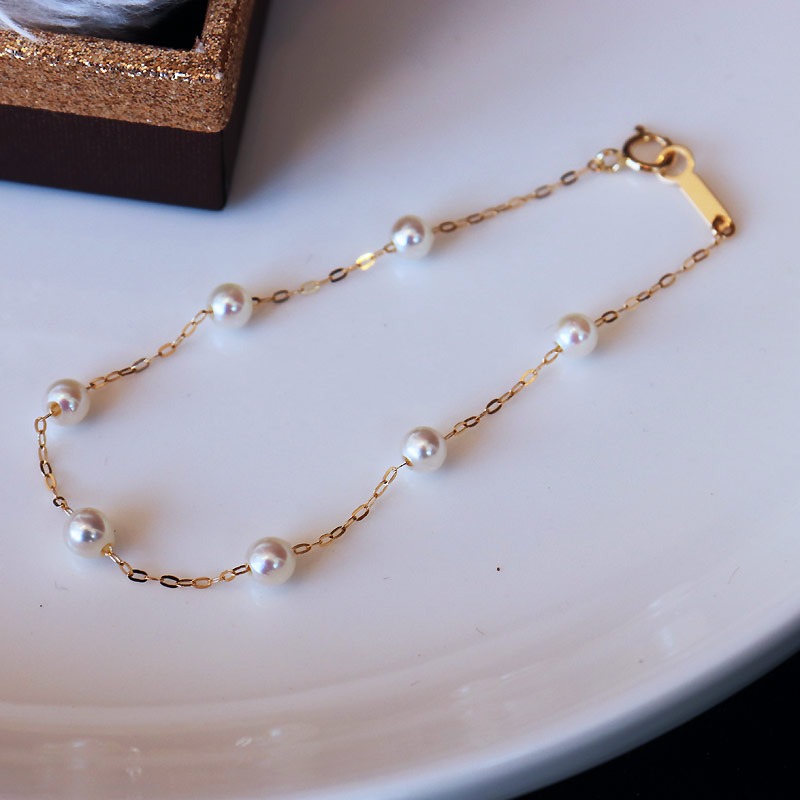 真珠 ブレスレット K18 パール 4ミリ ～ 4.5ミリ アクセサリー ジュエリー ゴールド 三重県 伊勢志摩 志摩市 冠婚葬祭 結婚式 入学式  母の日 誕生日 記念日 プレゼント アコヤ真珠 本