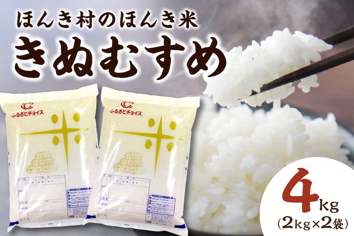 
            【年内配送】【令和７年産きぬむすめ】ほんき村のほんき米4kg(2kg×2袋） 【197_1960】
          