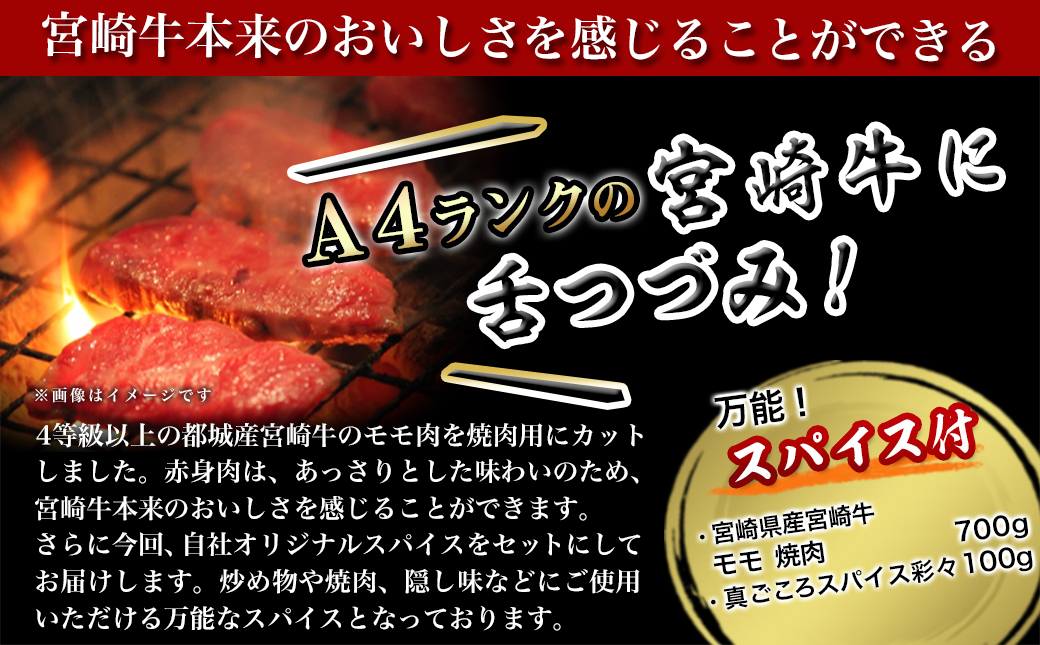 宮崎牛モモ焼肉700g(スパイス付)_MK-8415