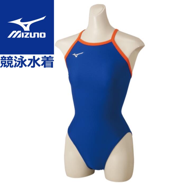 ミズノ　27競泳練習水着EXER SUITS（ウィメンズミディアムカット）ブルー×オレンジ　サイズ：XL