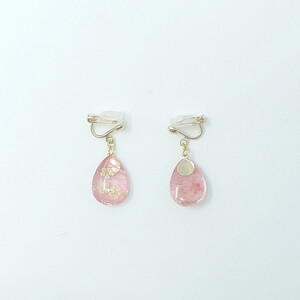 IKAZAKI WASHI JEWERLY しずくイヤリング「ピンク」桜柄／アクセサリー イヤリング ジュエリー 和紙 伝統工芸 内子町【株式会社五十崎社中】 [BKCN004]