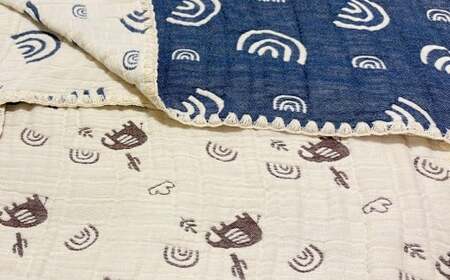 6重ガーゼ織ケット ×1枚 （ネイビー） ガーゼケット タオルケット オールシーズン コットン 綿100％ 寝具 日用品 お歳暮 お中元 プレゼント ギフト 日本製