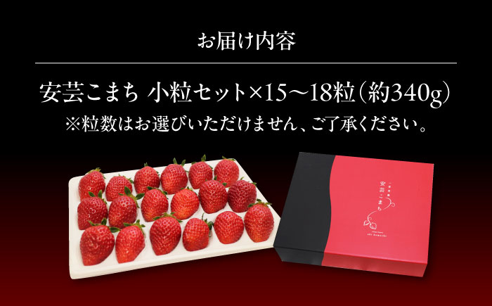 【12月20日～3月20日順次発送】水素水で育ったいちご「安芸こまち」小粒セット（約340g）（15粒～18粒入） 低農薬 苺 イチゴ 高級 フルーツ 果物 ベリー ギフト 贈答 三次市/田中電機工業