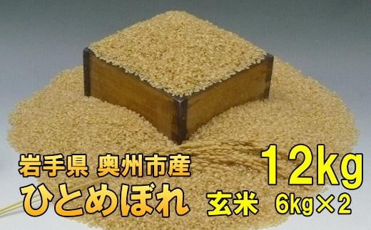 【玄米12kg】人気沸騰の米　令和6年産  岩手県奥州市産ひとめぼれ 12kg（6kg×2）【７日以内発送】