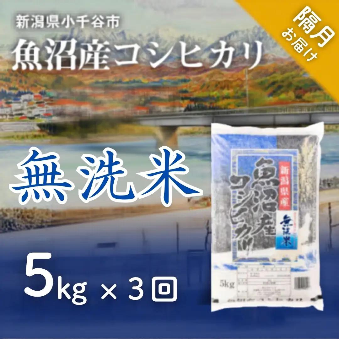 魚沼産コシヒカリ 無洗米 15kg 新潟県 |おこめ 5キロ×3回 隔月 定期便 特A評価 無洗