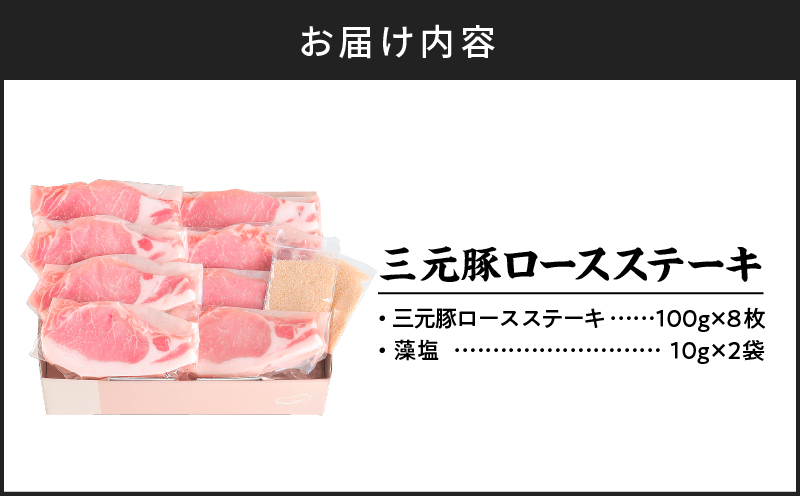 日本の米育ち平田牧場 三元豚ロースステーキ 100g×8（計800g）　T036-013