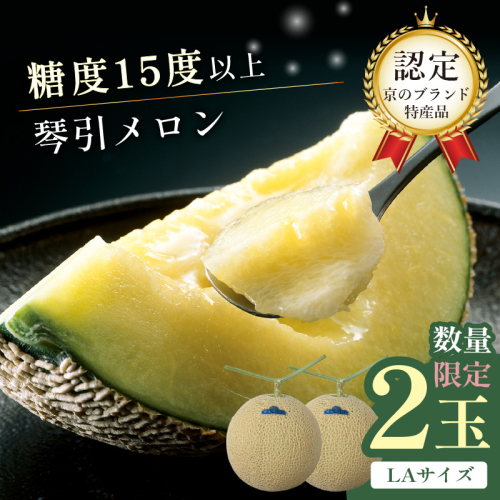 【先行予約／数量限定500】京のブランド産品 京たんごメロン 琴引メロン LAサイズ 2玉（2026年6月下旬～発送）＜めろん メロン 琴引めろん フルーツ 果物 あまい ブランド産品 旬 京都のメロン ブランドメロン 高級＞