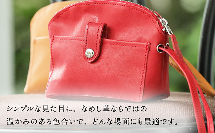 【4色から選べる】オリジナル 手付 ポーチ本革 革 革製品 バッグ 鞄 かばん ミニバッグ 名入れ対応