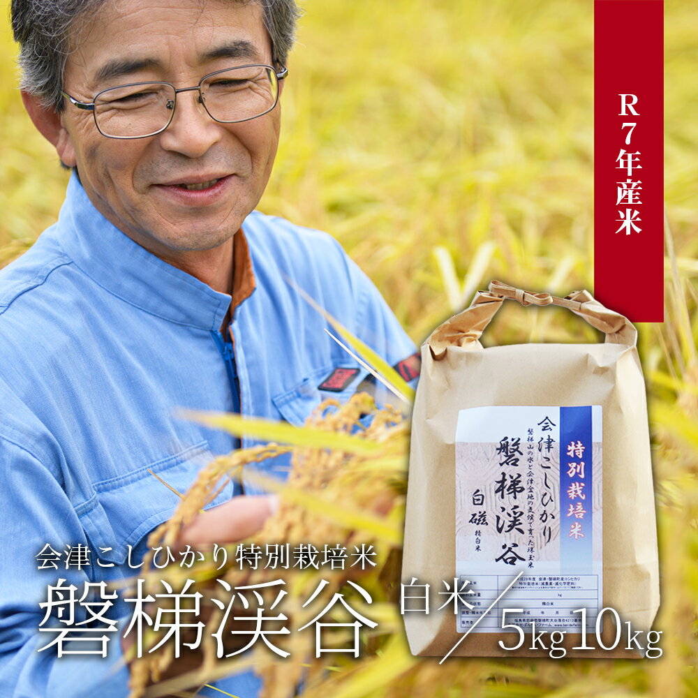 【ふるさと納税】【令和7年産・新米】Aランク会津コシヒカリ特別栽培米「磐梯渓谷」 （減農薬栽培）（白米5kg、白米10kg）