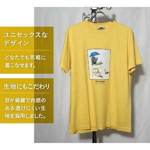 Tシャツ 半袖 YELLOW Mサイズ 綿100％ 「 OvO Fuji san Tee 」 ユニセックス カジュアル ファッション 黄色 イエロー 富士山