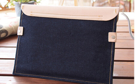 【刻印なし】児島デニム×本革 タブレットスリーブ（iPad/iPadPro・タブレット対応 ）