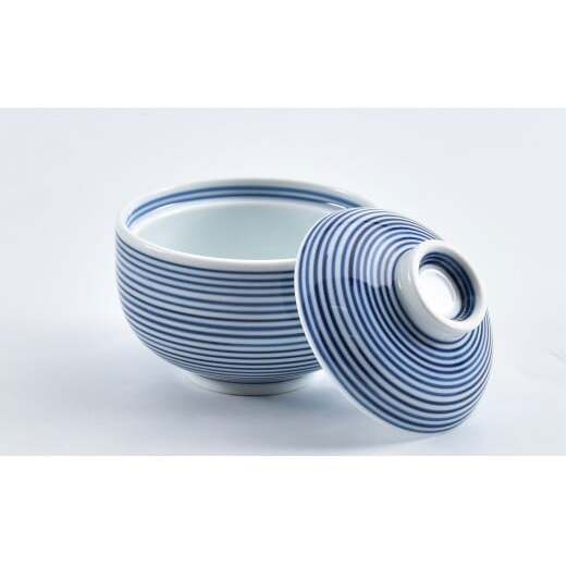 有田焼 かわいい千筋ミニ小蓋物 赤青 ペア【まるぶん】食器 うつわ 茶碗蒸し碗 蓋物 可愛い かわいい A30-847_イメージ2