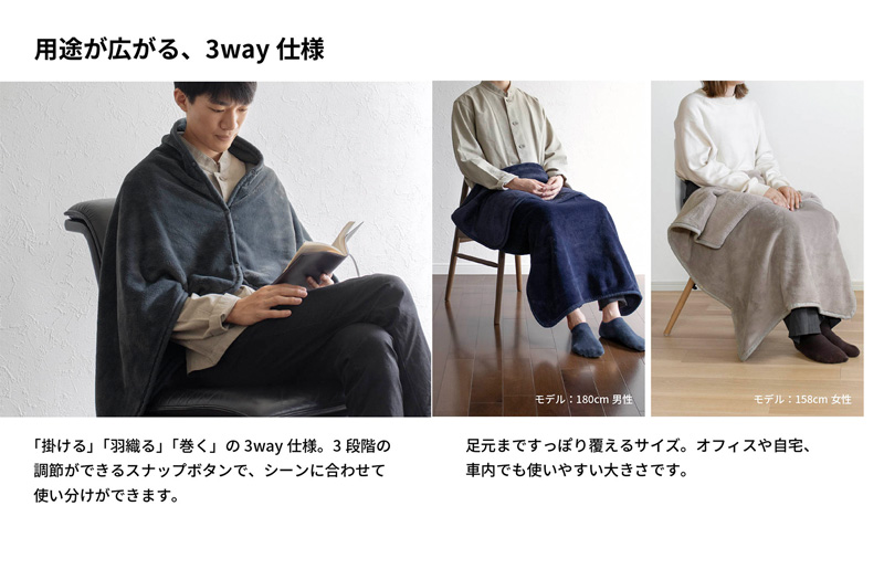 MONOブランケット ネイビー【ひざ掛け 膝掛け ひざかけ 大判 防寒 無地 シンプル】 G3341