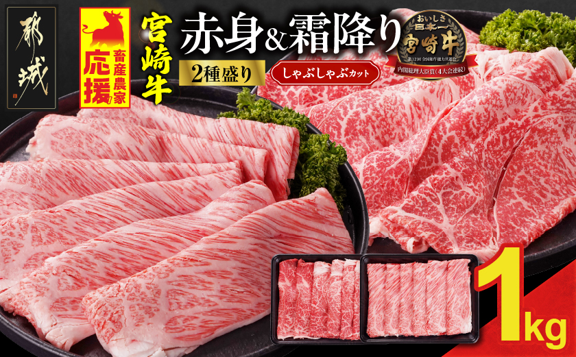 畜産農家応援! 宮崎牛しゃぶしゃぶ2種セット500g×2パック_19E-N2-003-1000