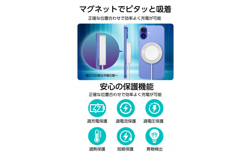 Qi2対応 マグネット式ワイヤレス急速充電器（スタンド内蔵）【ホワイト】