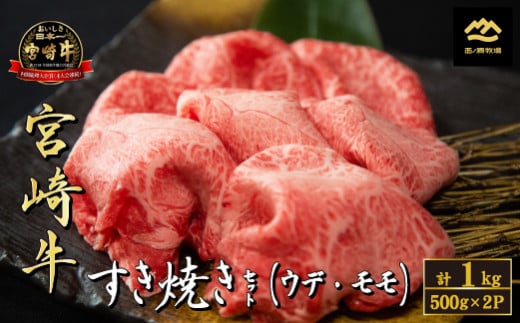 【A4等級以上】宮崎牛 おためし すき焼き 500g×2P（国産 牛肉 肉 宮崎牛 黒毛和牛 モモ ウデ 赤身 お肉 すき焼き 人気 特別提供）